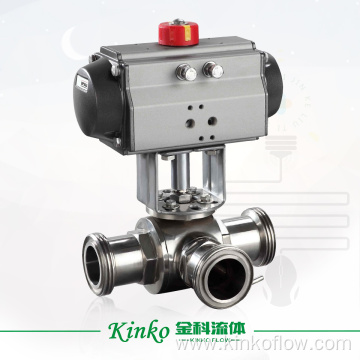 CF8M Pneumatic sanitary three-way quick ball valve